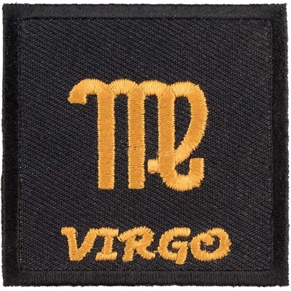 Zodiac Sign Virgo Black & Gold Patch, Zodiac Patches