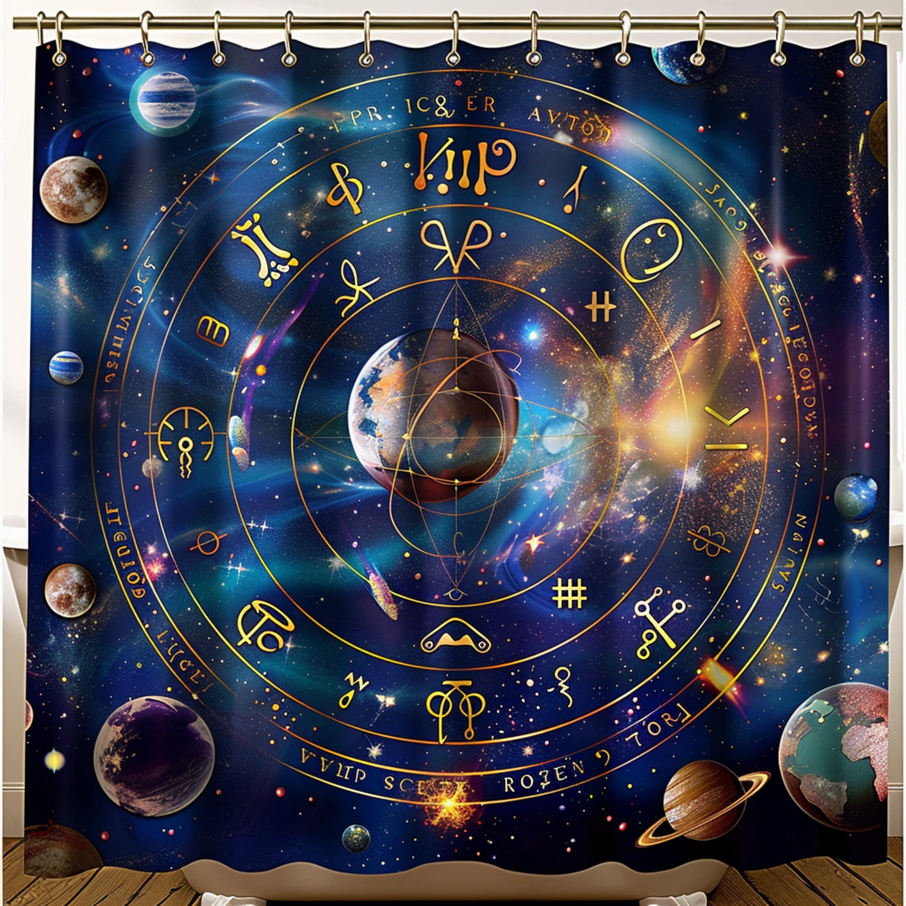 Zodiac Signs Horoscope Fantasy Shower Curtain with Stars & Planets ...