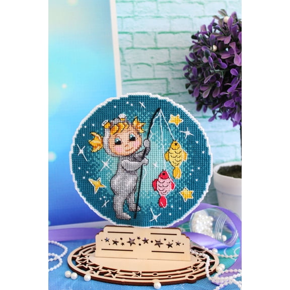 Plastic Canvas Zodiac Sign Pisces - Counted Cross-Stitch Double-Sided kit on The Plastic Canvas. MP Studia SR-698