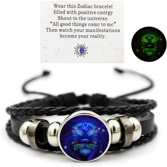 Zodiac Signs Spirit Bracelet Zodiac Bracelet for Women Men Adjustable 12 Constellation Bracelet Multilayer Zodiac Black Leather Bracelets Zodiac Sign Wrap Bracelet for Women Men Birthday Jewelry