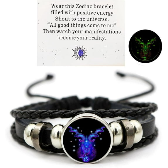 Zodiac Signs Spirit Bracelet Zodiac Bracelet for Women Men Adjustable 12 Constellation Bracelet Multilayer Zodiac Black Leather Bracelets Zodiac Sign Wrap Bracelet for Women Men Birthday Jewelry