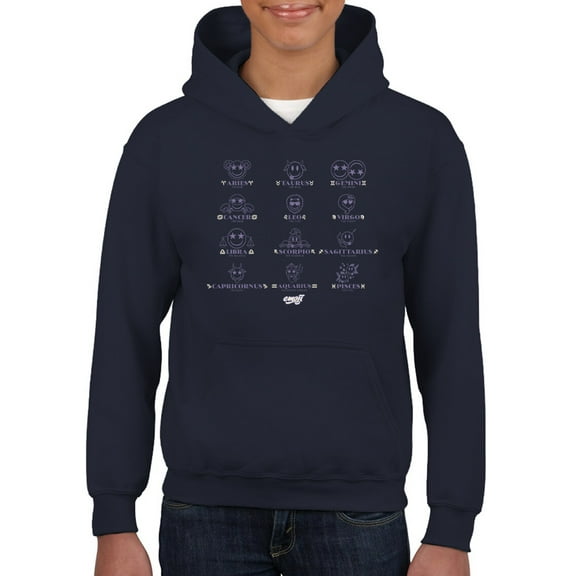 Zodiac Smiley Signs - Astrological Horoscope Emoji Youth's Hoodie