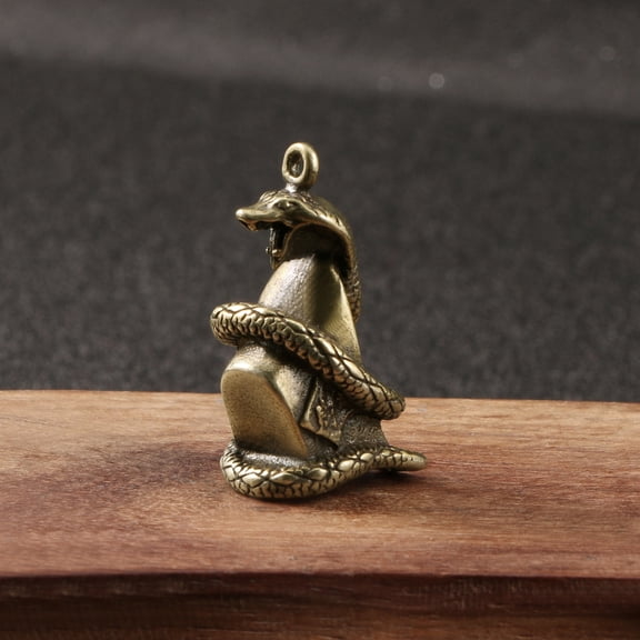 Zodiac Snake Brass Keychain Pendant Gold Ingot Design Handcrafted Metal Ornament Pocket Play Accessory Lucky Symbol Decor