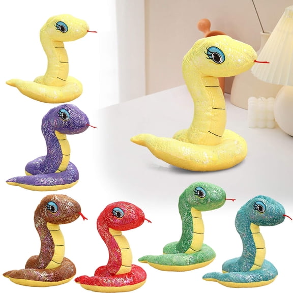 Zodiac Snake Plush doll with Sequins, Year of the Snake Decorative Stuffed Doll for Lunar New Year Party Home Decor Gift
