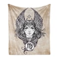 thumbnail image 1 of Zodiac Soft Flannel Fleece Throw Blanket, Astrological with Girl Earth Element in Female Form Graphic Design, Cozy Plush for Indoor and Outdoor Use, 60" x 80", Black and Tan, by Ambesonne, 1 of 6