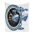 thumbnail image 1 of Zodiac Soft Flannel Fleece Throw Blanket, Historical Astronomy Sign Libra Pattern with Wheel and Scales Planetary Image, Cozy Plush for Indoor and Outdoor Use, 60" x 80", Multicolor, by Ambesonne, 1 of 6