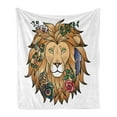 thumbnail image 1 of Zodiac Soft Flannel Fleece Throw Blanket, Horoscope Portrait Head of Lion with Flowers on the Fur King and Power Sign Art, Cozy Plush for Indoor and Outdoor Use, 60" x 80", Brown, by Ambesonne, 1 of 5