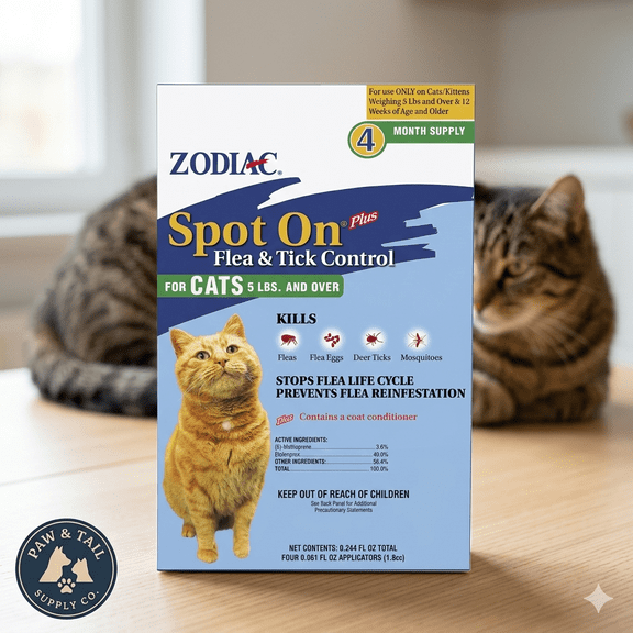 Zodiac Spot On Plus Flea & Tick Control for Cats 5lbs and Over 4 Month Supply