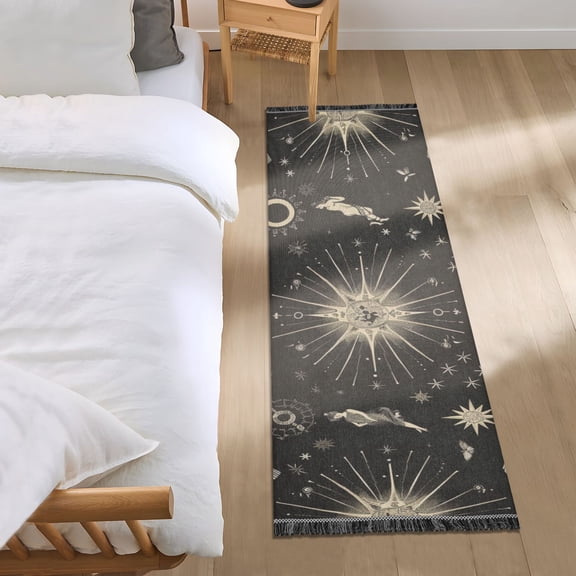 Zodiac Sun Moon Animals Runner Area Rug 2x6 Soft Non-Slip Washable Bedside Carpet for Hallway Bedroom Living Room Home Decor