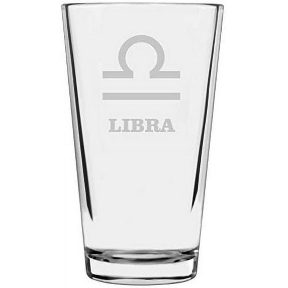 Zodiac Symbol Etched All Purpose 16oz Libbey Pint Glass Libra
