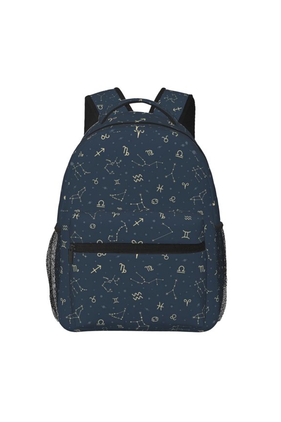 Zodiac Symbols Star Constellation Backpack Casual College Bag Zipper Laptop Daypack Hiking Rucksack Travel
