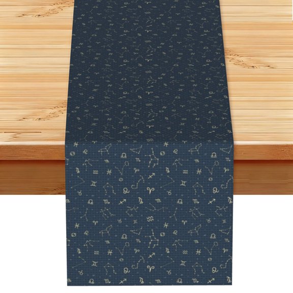 Zodiac Symbols Star Constellation Table Runner 13x72 Inch for Dining Table Kitchen Wedding Party Decor Fireplace Mantle