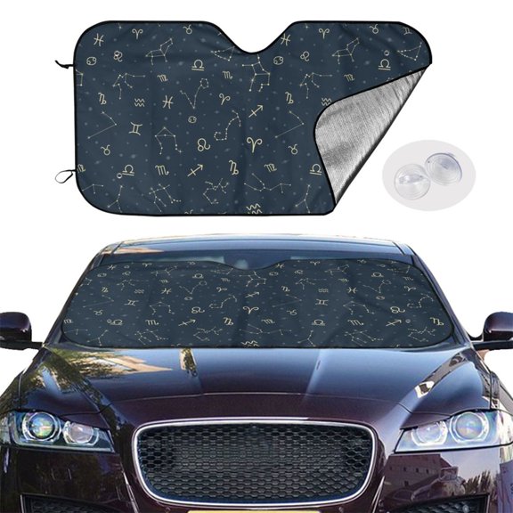 Zodiac Symbols Star Constellation Windshield Sunshade Sun Shade Front Window Car Sun Visor Protector for Truck SUV Blocks UV Ray,Large