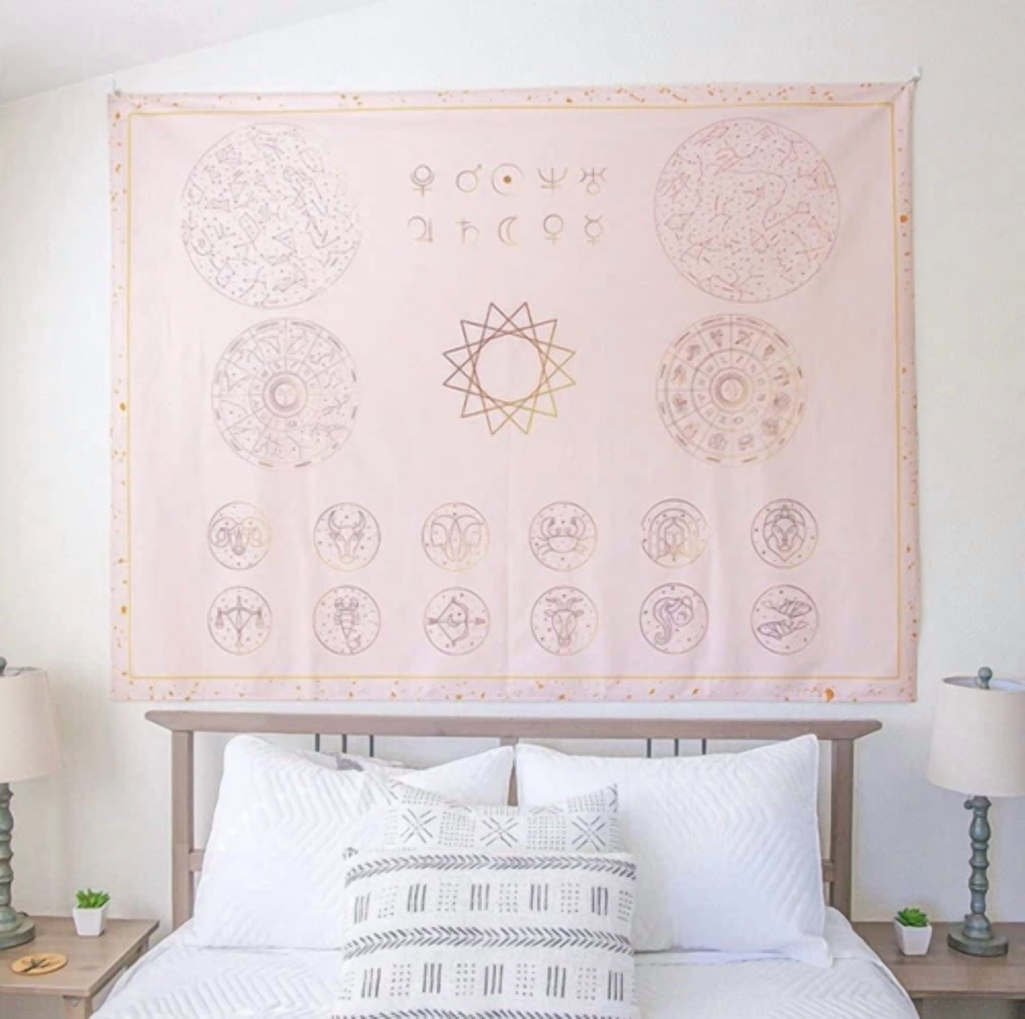 BUTTERFLY- Zodiac Tapestry Fabric Wall Cover Frosting/Hanging Pink Background Backdrop New