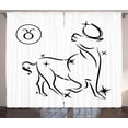 thumbnail image 1 of Ambesonne Zodiac Taurus Curtains 2 Panel Set, Animals Horoscope, 108" x 84", White and Black, 1 of 2