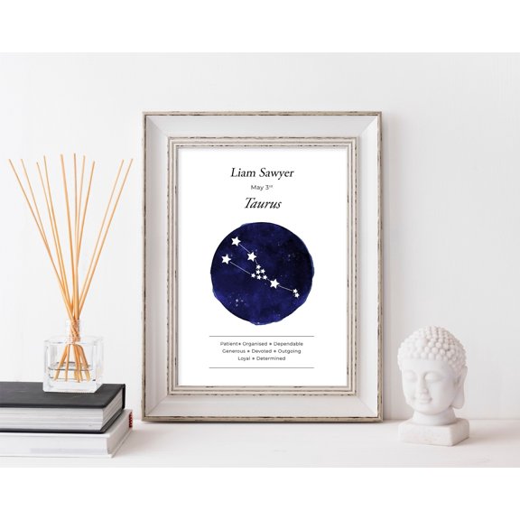 Zodiac Taurus Star Chart Astrology Decorative Wall Art Poster , Poster Print Only