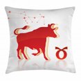 thumbnail image 1 of Zodiac Taurus Throw Pillow Cushion Cover, Vibrant Animal Silhouette with Constellation of the Horoscope, Decorative Square Accent Pillow Case, 24 X 24 Inches, Vermilion and Pale Orange, by Ambesonne, 1 of 2