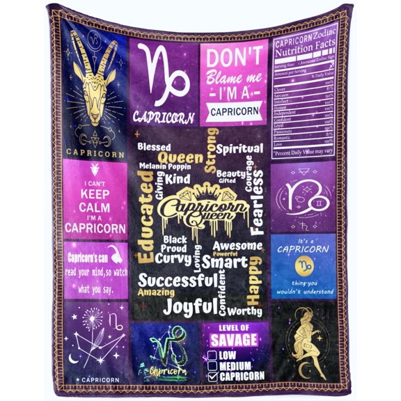 Zodiac Throw Blanket for Capricorn Women and Girls - Cozy Constellation Gift, Ideal Birthday or Special Occasion Present, Size 60" x50
