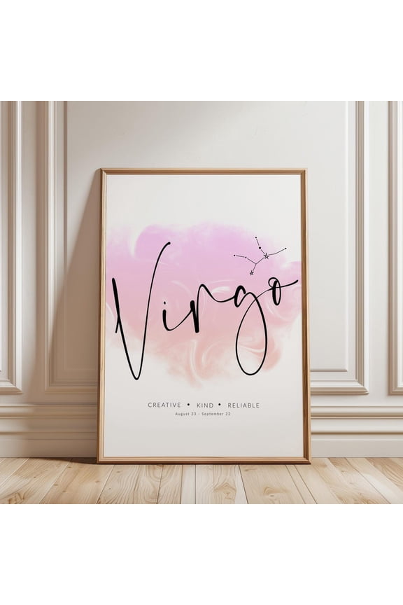 Zodiac Virgo Poster. Virgo Horoscope Gift Virgo Star Sign Art Astrology Gifts For September Birthday Gift Cute Astrology Gifts Home Decor, 8x12 UNFRAMED