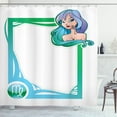 thumbnail image 1 of Zodiac Virgo Shower Curtain, The Sixth Sign from the Series of Zodiac Frames in Cartoon Style with a Girl, Fabric Bathroom Set with Hooks, 69W X 75L Inches Long, Multicolor, by Ambesonne, 1 of 3