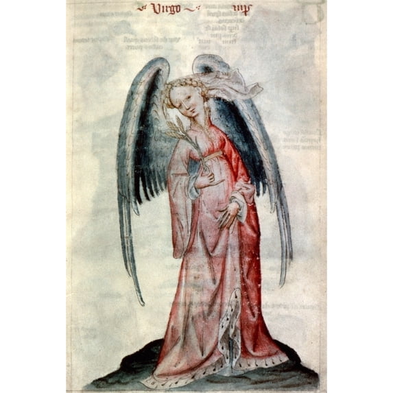 Zodiac Virgo The Virgin. Nvirgo The Virgin From Latin Ms. Of Astrological Treatise By Albumasar C1403. Print by