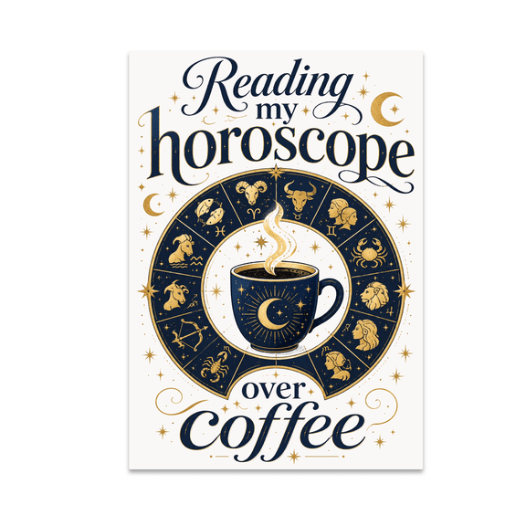 Zodiac Wall Decor - Astrology Coffee Lovers - 13x19 Poster Print