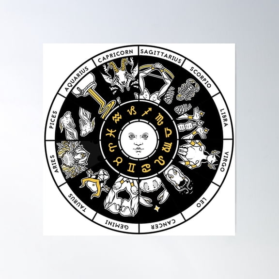 Zodiac Wheel Poster Wall Art, Modern Wall Decor For Living Room Bedroom, 24x24 UNFRAMED