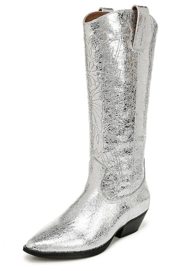 Women's Morghan Knee High Western Boot Silver Metallic 6.5M