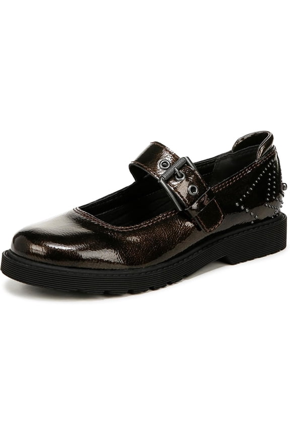 Women's Raya Buckle Mary Jane Flat Bronze Patent 8.5M