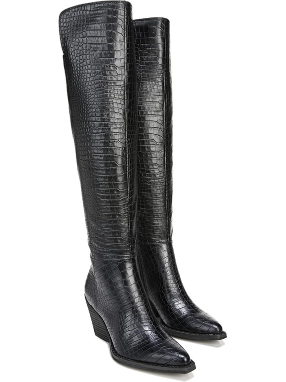 Women's Ronson Knee Boot Black Croco 5M