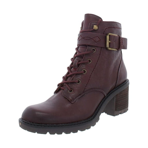 Zodiac Womens Gemma Leather Block Heel Combat & Lace-up Boots