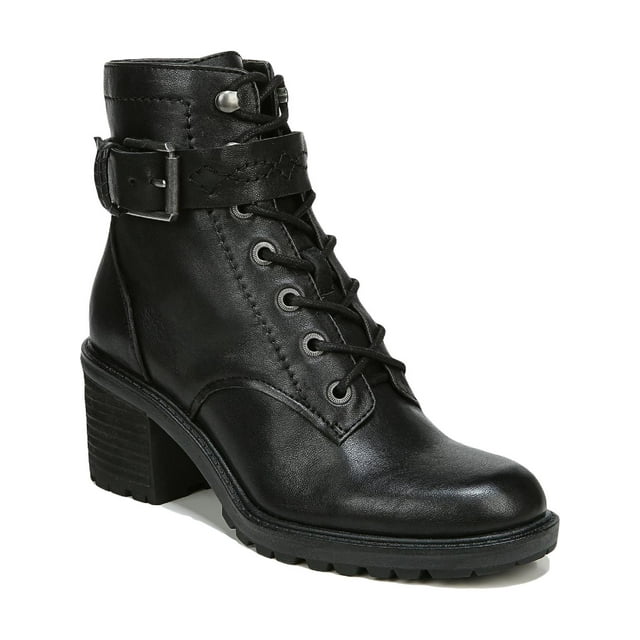 Zodiac Womens Gemma Leather Block Heel Combat & Laceup Boots
