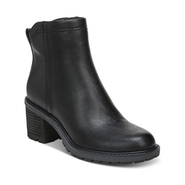 ZODIAC Womens Black Arch Support Cushioned Round Toe Stacked Heel Lace-Up Leather Booties M