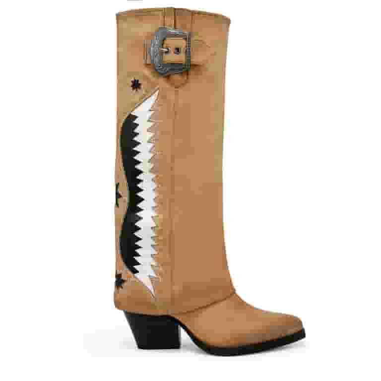 【PORTERNA】Heimyu Ribbon Boots Zodiac Womens Rowena-Wings Zip Tall Western Boots - Walmart.com