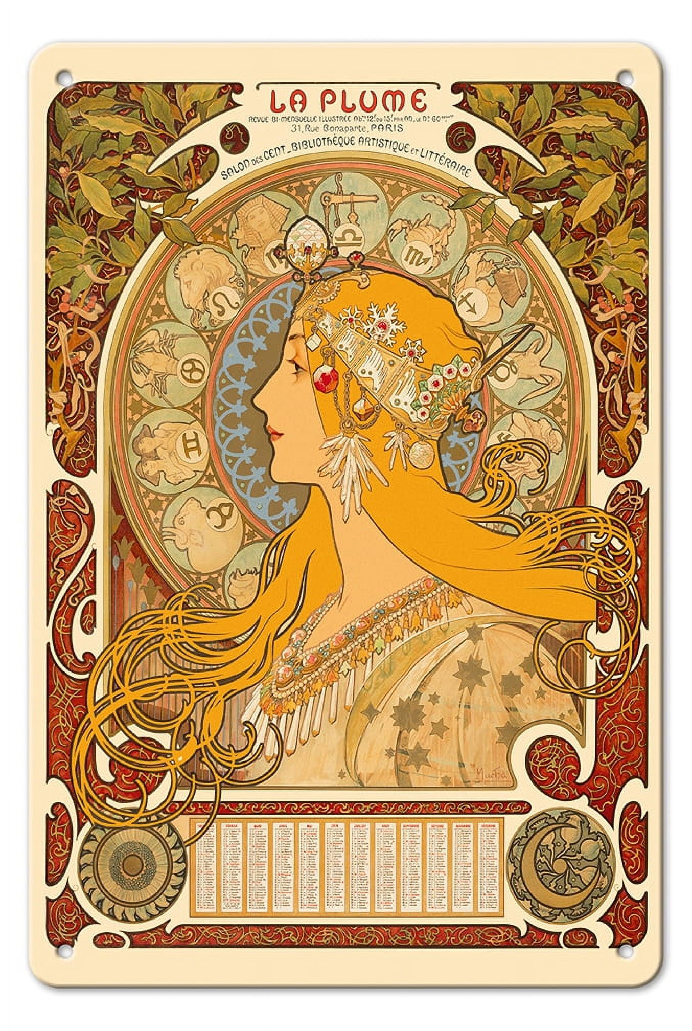 Zodiac (Zodiaque) Calendar La Plume Magazine Vintage France
