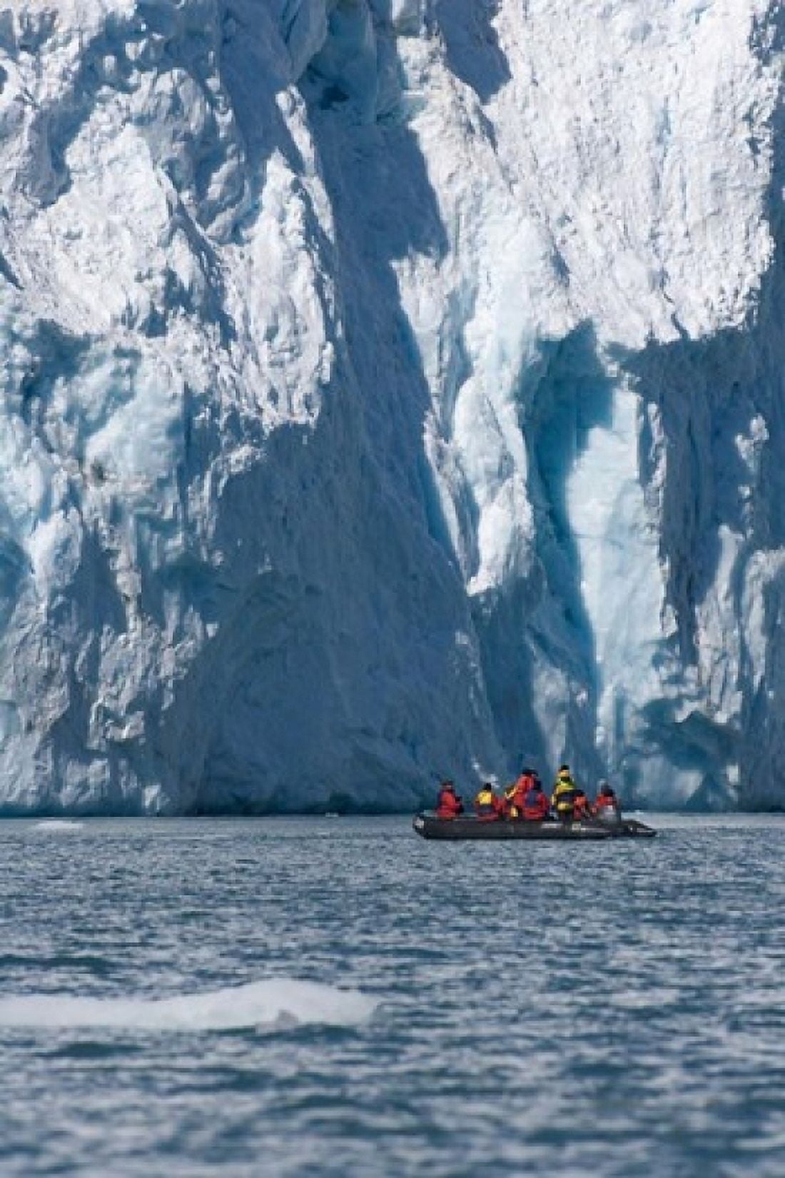 Zodiac with iceberg in the ocean Antarctica Canvas Art - Keren Su DanitaDelimont (11 x 17)