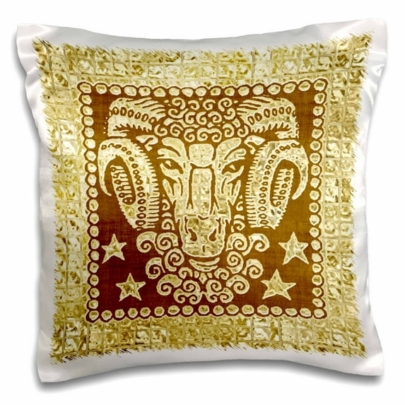 3dRose, Zodiacal Constellation Aries, Gold and Brown Design, 16x16 inch Pillow Case