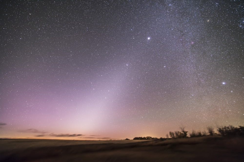 Zodiacal light in dawn sky Alberta Canada Canvas Art - Alan DyerStocktrek Images (17 x 12)