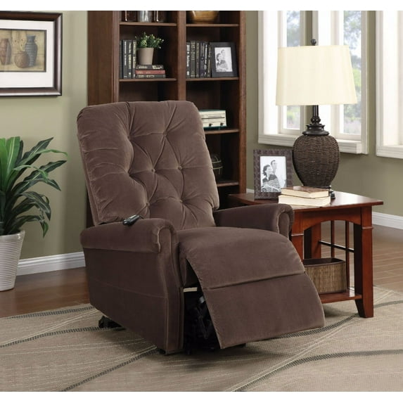 Zody Recliner With Power Lift, Chocolate Velvet Brown