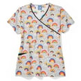 thumbnail image 1 of Zoe+Chloe Contrast Mock Wrap Print Scrub Top, 1 of 1