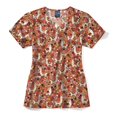 thumbnail image 1 of Zoe+Chloe Performance V-Neck Print Scrub Top, Alpaca Light, XL, 1 of 1
