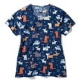 thumbnail image 1 of Zoe+Chloe Performance V-Neck Print Scrub Top, Dapper Dog, 2X, 1 of 1