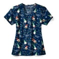 thumbnail image 1 of Zoe+Chloe Performance V-Neck Print Scrub Top, Gnome Alone, 2X, 1 of 1