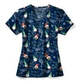 thumbnail image 1 of Zoe+Chloe Performance Women V Neck Print Scrub Top, Gnome Alone, 5X Womens, 1 of 1