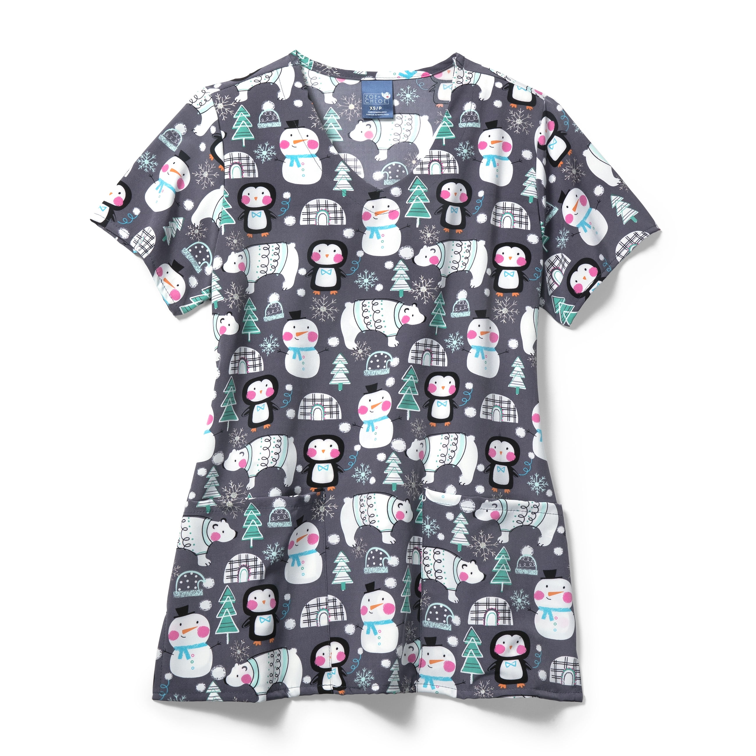 Zoe+Chloe Performance V-Neck Print Scrub Top, Keep It Cool, M - Walmart.com