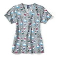 thumbnail image 1 of Zoe+Chloe Performance V-Neck Print Scrub Top, ‘Tis the Ski-son, 2X, 1 of 1
