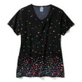 thumbnail image 1 of Zoe+Chloe V-Neck Border Print Scrub Top, Confetti Hearts, S, 1 of 1