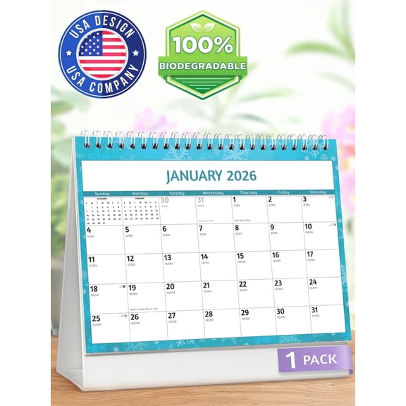 Zoe Deco 12-Month Standing Desk Calendar, Patterns, 8" x 6", 2026 Calendar