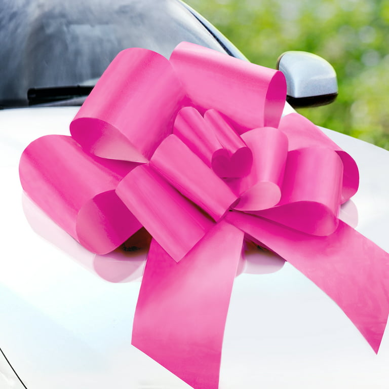 Insta Bows 8 inch Big Bow for Bike Pink Lace & Ribbon Pull Bow Makes Large Bow Perfect for Really Giant Gift Wrapping Present or Toy Car 3 Instant
