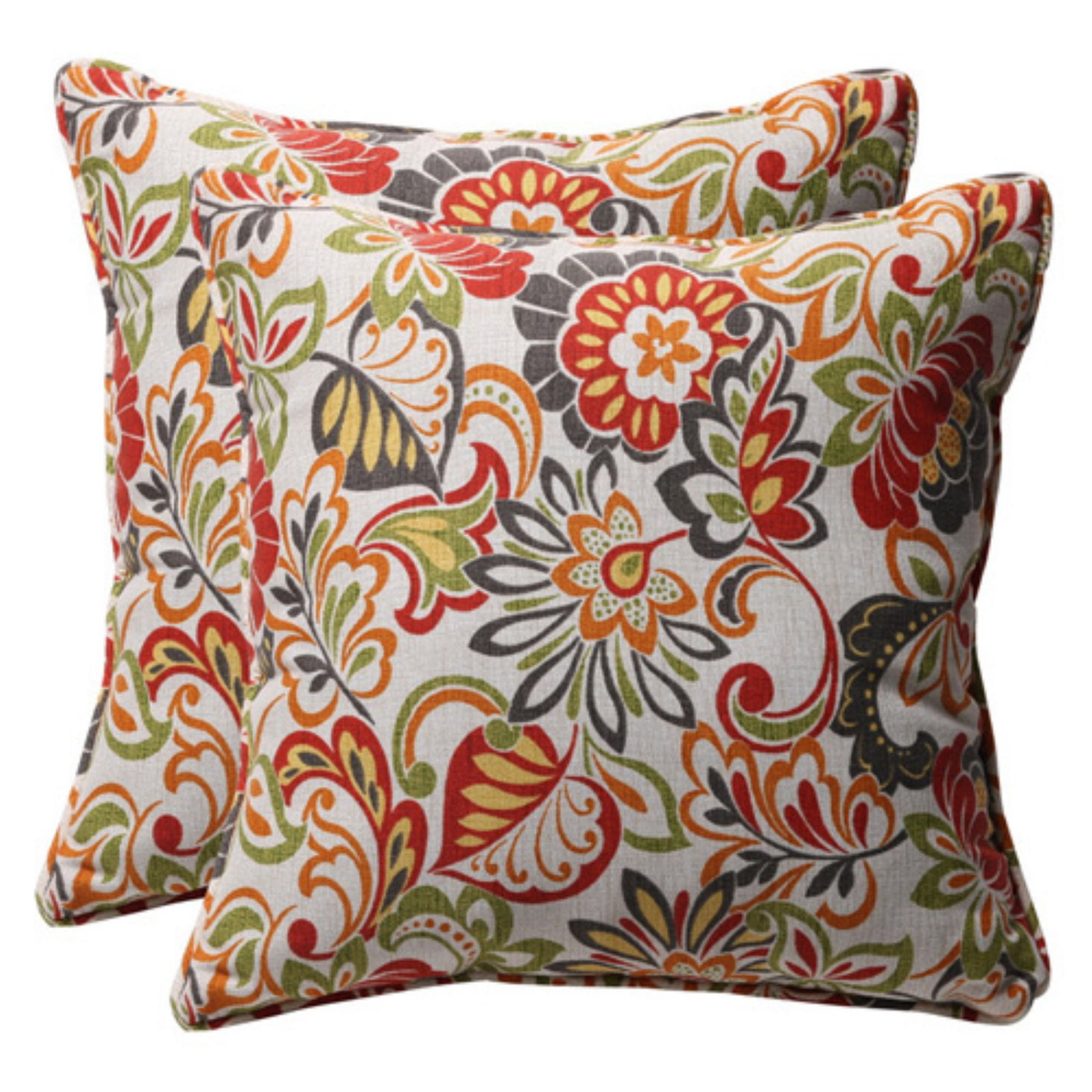 Zoe Multicolor Floral Outdoor Square Throw Pillows Set